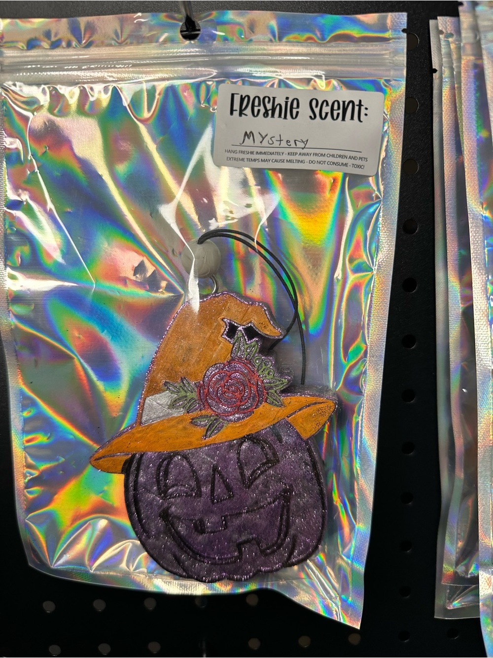 Purple Pumpkin Air Freshener with Orange Witch Hat